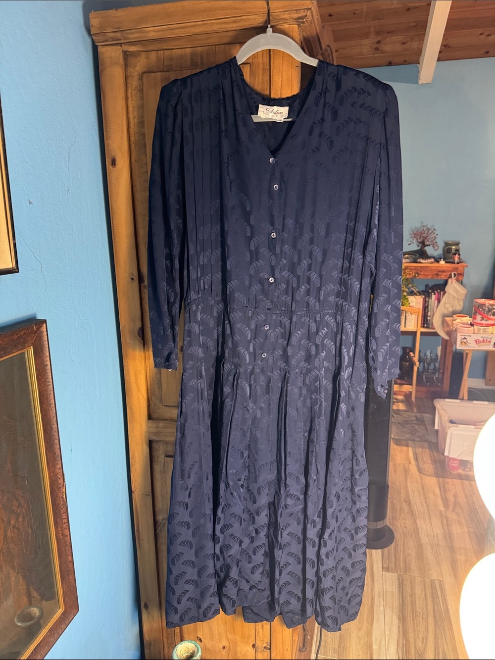 Classic Navy Button-Front Women's Dress